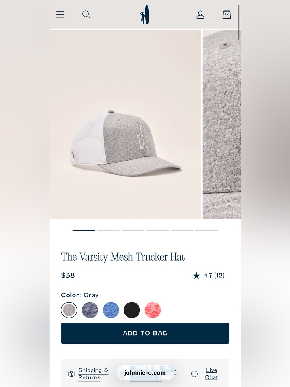 Johnnie-O The Varsity Mesh Trucker Hat — Gray